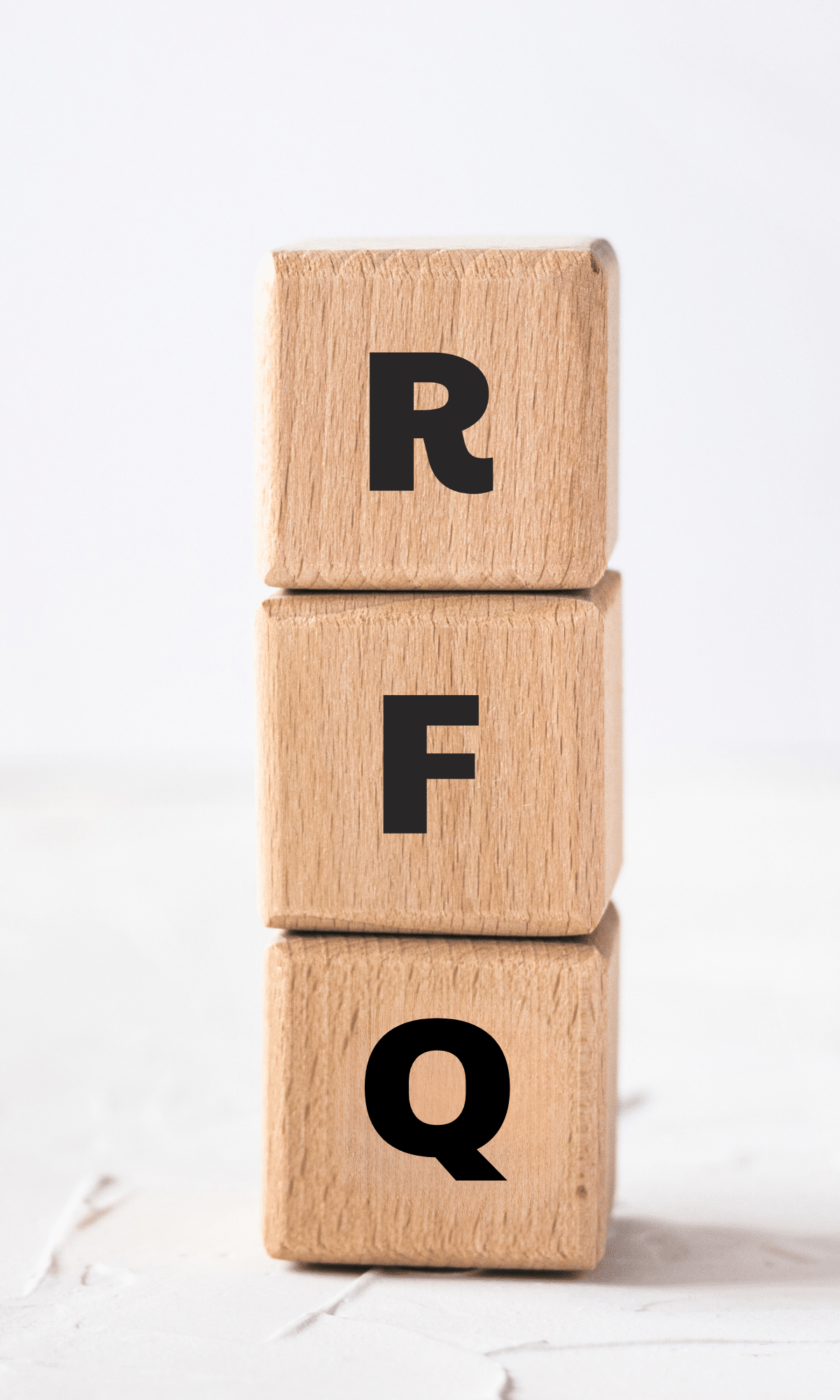 Graphic with blocks spelling RFQ