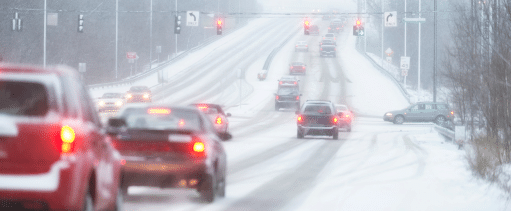 Cars driving on an icy road