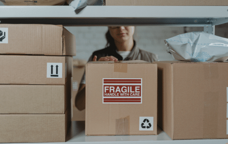 Cardboard box with a fragile sticker on it